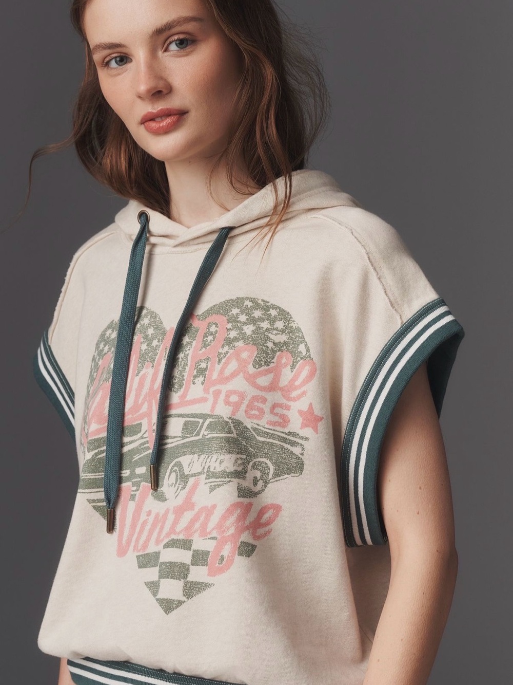 Pilcro Graphic Muscle Hoodie - Size Large - Ivory - Anthropologie NWT - Picture 4 of 4